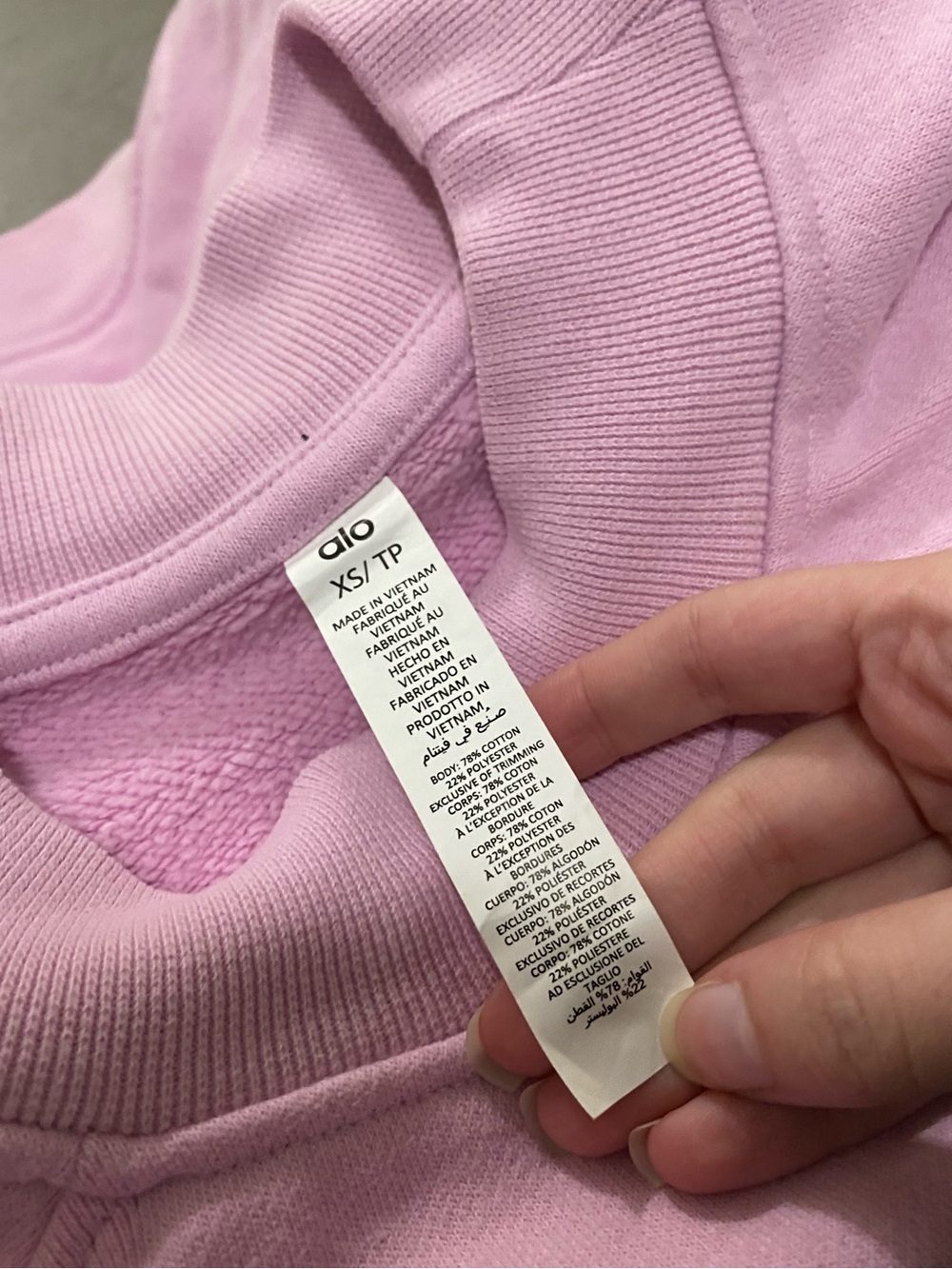 Alo Yoga Renown Heavy Weight Free Time Crew Neck Pullover Sugarplum Pink XS - Picture 5 of 8